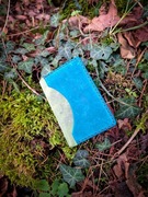 Skórzane etui na karty handmade zielono niebieskie