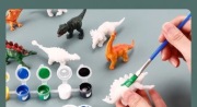 DIY dinozaury do kolorowania+farbki+pędzelek