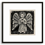 Anioł linoryt praca ręczna 