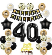 Zestaw balonów na 40 urodziny dla mężczyzny czarno złoty baner nowy