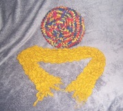 Komplet czapka szalik musztarda wielokolorow beret