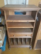 dębowy stojak regał na gramofon tuner płyty winylowe winyle