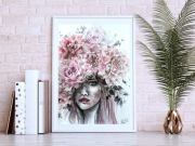 Obraz kobieta kwiaty akwarele 30x40