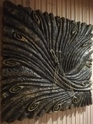 zegar, rzeźba, brąz, 58x58x5cm