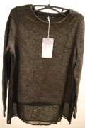 HOUSE- grafitowy sweter z szyfonowymi wstawkami XS