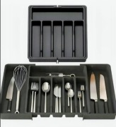 Organizer, wkład do szuflady kuchennej, rozsuwany , czarny