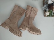 Buty botki sztyblety kozaki bezowe 36 na suwak