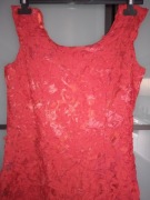 Sukienka czerwona wieczorowa, studniówkowa koronka