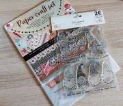 Paper Craft Set- świąteczny /zimowy (papiery, die cuts) + stemple skrzat