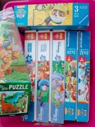 Duży zestaw puzzli -Psi Patrol, Kubuś Puchatek, Myszka Miki Dinozaur
