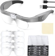 Okulary powiększające z 2 diodami LED, wymienne soczewki powiększające 