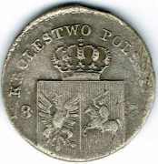 Powstanie Listopadowe, 10 groszy 1831 - łapy orła zgięte