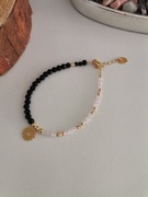 Bransoletka kamienie turmalin regulacja kwarc różowy Masa perłowa 