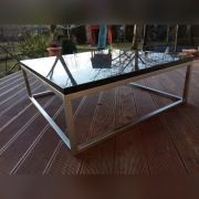 Stolik kawowy 90x90 stal nierdzewna granit kamień