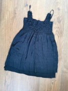 M. Elysee Czarna tunika kreszowana z ozdobnymi różyczkami, rozmiar XL/XXL