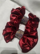 Bordowe spinki kokardy handmade – satyna, krokodylek