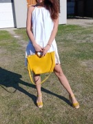 Żółta torebka shopper Primark – unikatowa, z rączkami z pleksi