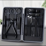 Zestaw do Manicure i Pedicure 18 el. | Stal Nierdzewna | Etui | Czarny