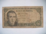 BANKNOT HISZPANIA 5 Pesetas 1951 r.seria 1F