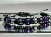 BRANSOLETKA RUNA VALKNUT KAMIEŃ AMETYST LAWA SZER.NADGARSTKA  do 17 cm