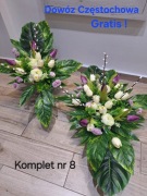 Stroik wiązanka komplet kwiaty na grób na cmentarz