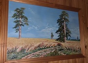 Obraz 'Pole, droga wiejska, zboże' olej na płótnie, Kikmunter 1987