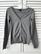 H&M kardigan szary sweterek cienki rozpinany XS