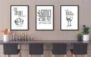Obraz z napisami do kuchni 3 szt., plakat w ramie A3