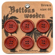Guziki x6 Brown 24mm 25mm Drewniane Lakierowane Brązowy Ciemny
