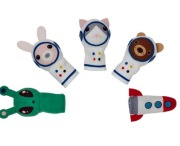 Zestaw pacynek na palce kosmos AFTONSPARV ufoludek astronauta rakieta 5 szt