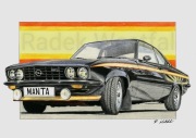 Opel Manta Black plakat rysunek prezent A3 42x30