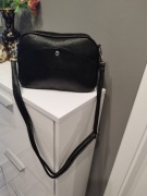 Klasyczna mała czarna torebka eko skóra premium groszkowa mięciutka 