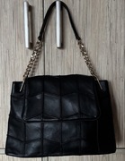 Torebka ZARA skóra naturalna czarna złoty łańcuch