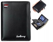 Czarny Męski portfel skórzany na suwak elegancki