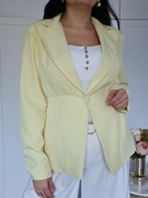 Masełkowa żółta marynarka taliowana z szeroką gumką na jeden guzik M/L/XL