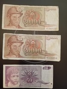 Banknoty Jugosławia Dinar 20000-50-10