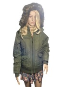 Kurtka damska khaki futerko 34,XS/36,S BonPrix z kapturem