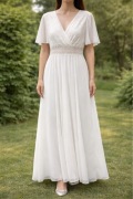 XL Suknia ślubna boho prosta minimalistyczna długa petit
