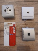 2 gniazda RJ45 podtynkowe i 1 RTV/SAT natynkowe.