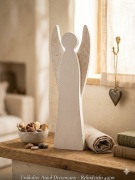 Ekskluzywny Anioł Stróż Drewniany 43 cm Handmade Unikat Dekoracja Prezent