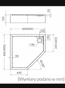 Brodzik CAMERON BLACK STONE 90x90x12 PIĘCIOKĄTNY 