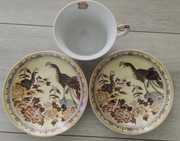 Japońska porcelana Yamasen filiżanka + 2 talerzyki