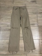 Beżowe jeansy XS Premium Denim | wysoki stan  | szerokie nogawki