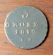 KSIĘSTWO WARSZAWSKIE 3 GROSZE 1812 I.B.
