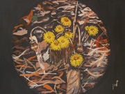 Jesienna akwarela na papierze canson,kwiaty,liscie,martwa natura,