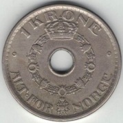 Norwegia 1 korona krone 1951 - 25 mm - stary typ - nr 1