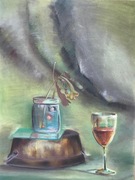 Martwa natura sucha pastelą na papierze zieleń 50x70 szkic obraz rysunek