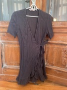 Only grafitowa kopertowa sukienka na lato falbanka letnia