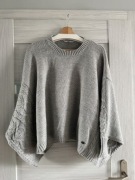 Szary sweter typu nietoperz z domieszką wełny i alpaki, rozmiar M 