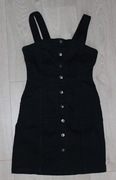 Sukienka ogrodniczka czarna H&M, r. 38 stan idealny